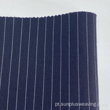 tecido tingido com fio azul marinho e branco elástico para calças justas